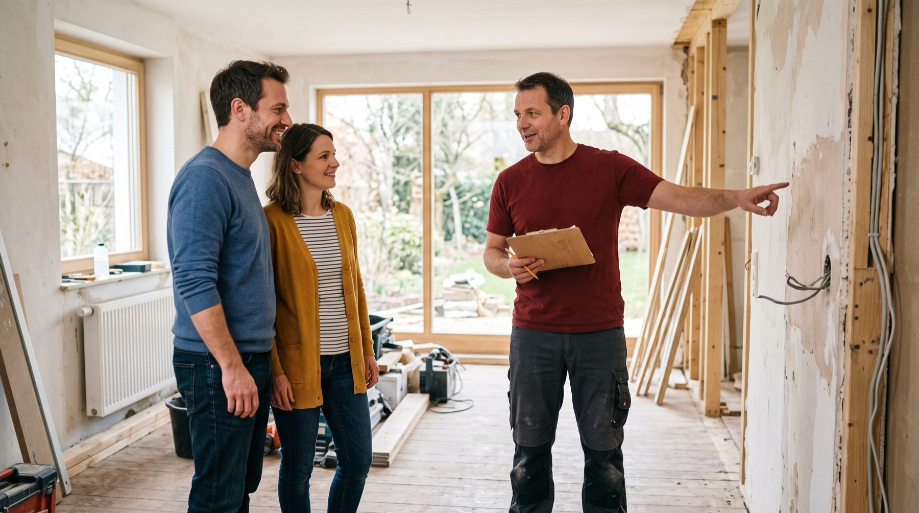 Beratungsgespräch mit einem Mitarbeiter der Bau Team Kassel GmbH i. G. vor Ort