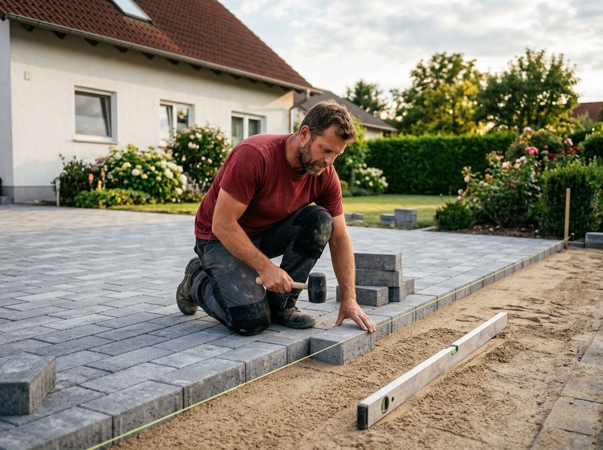 Pflasterarbeiten an einer Einfahrt in Kassel
