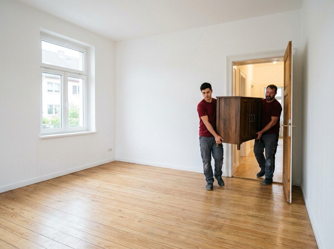 Leergeräumtes helles Zimmer nach der Wohnungsentrümpelung